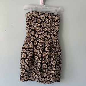 Black/Gold Floral Cocktail Dress
